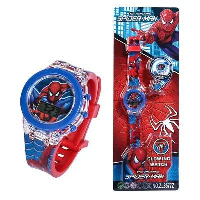 Spiderman Kids Childrens Flashing Light Up 3D Glow Digital Great Gift Watch New • £6.99