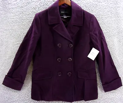 Moda International Purple Wool Blend Jacket Double Breasted Peacoat Size XL • $39.99