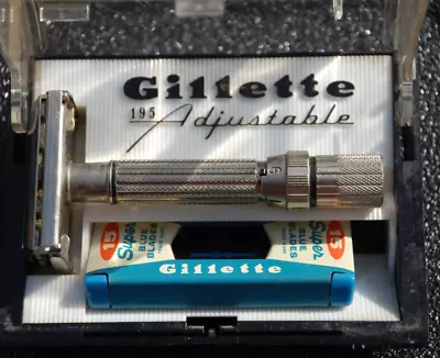 Rare Vintage Gillette Fat Boy Bottom Dial Adjustable Razor F-4 W Case W Blades • $860