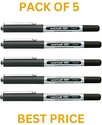 5 X Uni Ball Eye MICRO UB-150 Rollerball Pen BLACK Colour Best Price On Ebay • £7.49