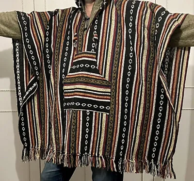 Gheri Poncho Unisex One Size S To XL  Cotton Boho Hippie Festival UK Based. • £35