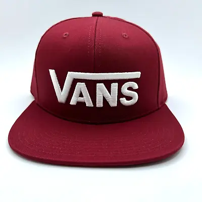 Vans Snapback Hat Mens Adjustable Classic Logo Flat Brim Red Cap Skate Surf OS • $19.99
