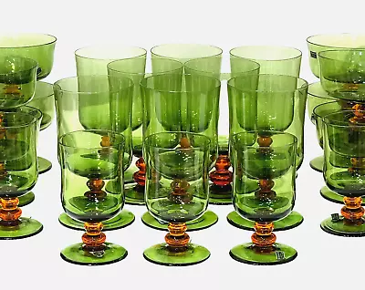 Set 23 Vintage NASON & MORETTI  Italian Murano Mid Century Modern Wine Bar Glass • $1200