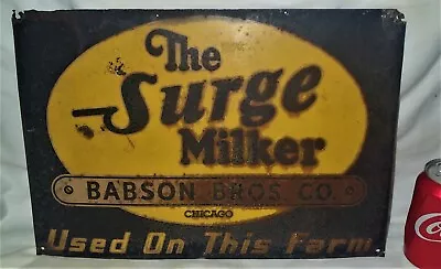 Antique Country Surge Milker Babson Bros. Co. Chicago Usa Milk Farm Metal Sign • $895