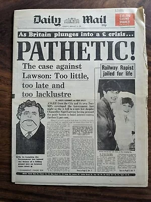 Daily Mail Nigel Lawson Interest Rates Financial Crisis 15 Jan 1985 • £5