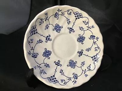 MYOTT FINLANDIA SAUCER FINE STAFFORDSHIRE WARE ENGLAND 1982 VINTAGE BLUE WHITE C • $5.88