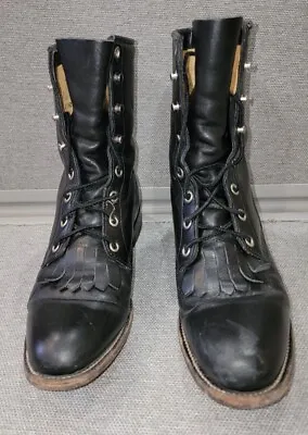 $45 • Buy Justin L506 Black Leather Lacers Paddock Boots Sz 7.5B 