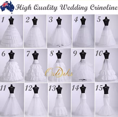 WHITE WEDDING DRESS BRIDAL  PETTICOAT UNDERSKIRT SKIRT CRINOLINE 15 Styles • $42