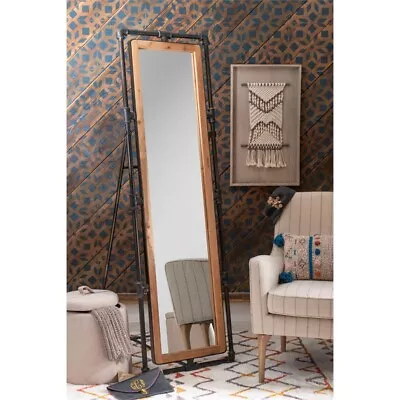 Powell Marly Pipe Metal Cheval Mirror In Gunmetal Gray • $221.75