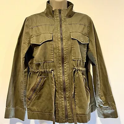 J Crew Military Jacket Womens M Army Green Zipper Pockets Utility Safari Medium • $35