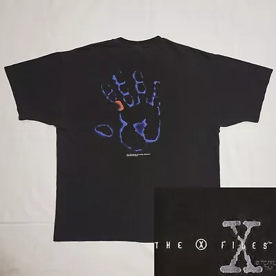 VTG 90s The X-Files Shirt XL 1994 Tv Black Tee Embroidered Alien Handprint Hand • $121.21