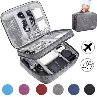 Electronic Data Cable Storage Bag Portable Digital USB Gadget Charger Wire Case • £8.79