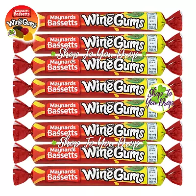 MAYNARDS WINE GUMS 8 X 52G ROLLS Fruit Flavoured Sweets Gummies Bassetts Gift🍬 • £9.45