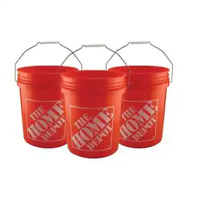 5-Gallon Bucket For Multi Porpuse Use - Plastic Orange Pail Heavy Duty 3 Pack • $15.50