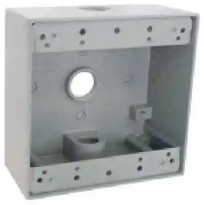 Hubbell Electrical Gray Weatherproof 2 Gang Outlet Box Three 1/2  Holes • $27.99