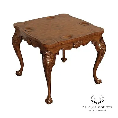 Maitland Smith Chippendale Style Leather Top Card Table • $1495