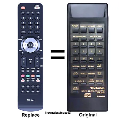 Remote Control For Technics CD Player EUR64796 EUR64798 SL-P227A SL-PS620A NEW • $28.23