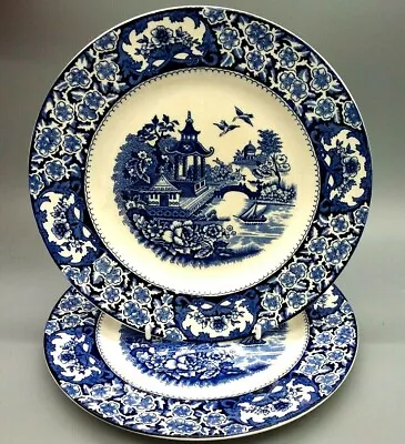 Antique Blue White Dinner Plates Olde Alton Ware England • £18