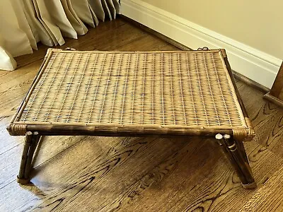 Vintage Retro Mid Century Bamboo Rattan Breakfast In Bed Folding Tray Lap Desk • $65