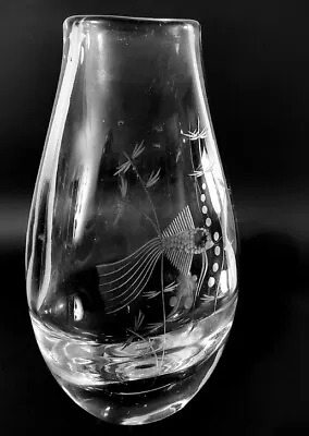 Large Vintage Kosta Boda Crystal Etched Vase Goldfish MCM • $65