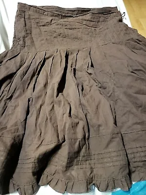 Metro Wear Women's Size Large Brown Lined Knee Length Skirt Boho Cottage Gypsy • $15.19