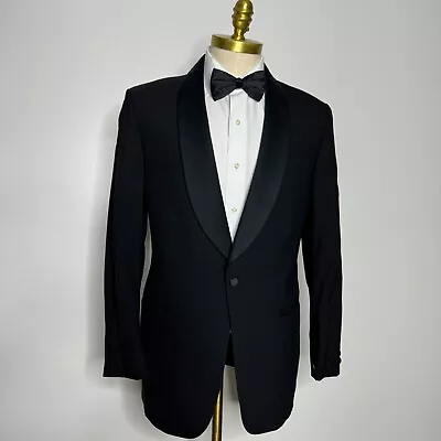 Vtg Jos A Bank Tuxedo Dinner Jacket Mens Solid Black 100% Wool 40L • $49.99