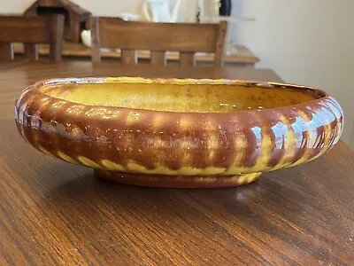 Vintage Frank Moreno Pottery Brown Rust Yellow Planter Bowl 11” X 6.5” X 3.5” • $32