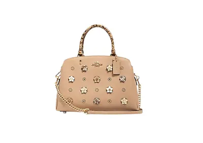 Coach Beige Lillie Triple Compartment Crossbody/Tote With Floral Applique Detail • $239.20