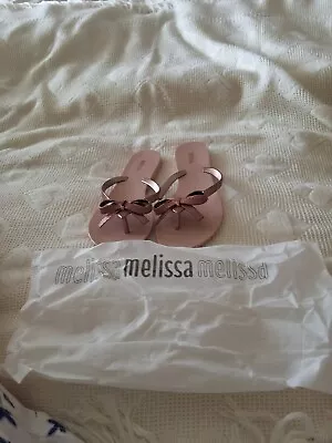 Melissa Harmonic Chrome II Flip Flop Metallic Bronze Bow Size 5 • £2.20