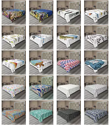 Ambesonne Fish Ornament Flat Sheet Top Sheet Decorative Bedding 6 Sizes • $30.99