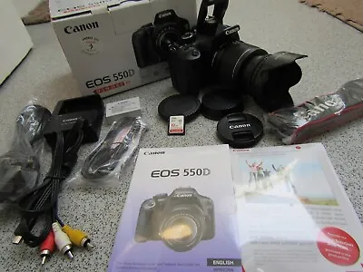 Boxed Canon EOS 550D 18.0MP Digital SLR Camera +EF-S 18-55mm IS Zoom Lens (km12) • £230
