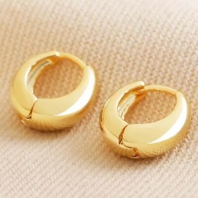 Estate Vintage Earrings 14KT Yellow Gold Plated Silver Huggie Hoop  • $81.38