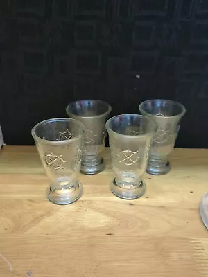 4 Vintage 1950's Sau Sea 3 7/8  Shrimp Cocktail Nautical Themed Glasses NICE • $19.99