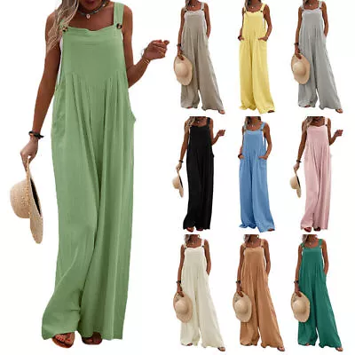 £14.99 • Buy Womens Jumpsuit Harem Pants Ladies Romper Wide Leg Trousers Casual Dungarees
