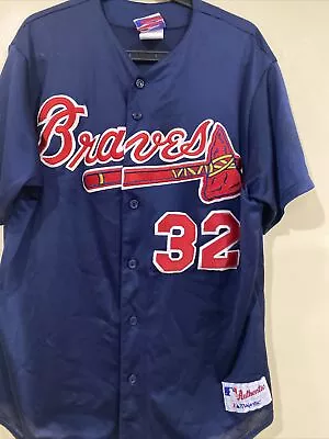 Vtg Atlanta Braves MikeHampton Majestic Button Up Baseball Jersey Size X-Large • $74.99
