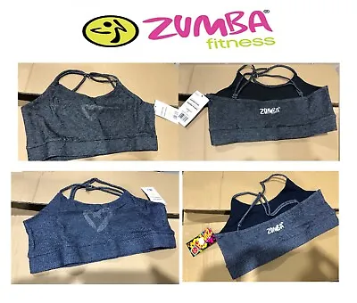 Zumba Sports Bra Top Fitness Gym Training Yoga Crop Denim Style NEW Dance Jazz • £6.89