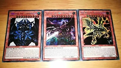 Egyptian God Cards Obelisk Slifer Ra Prismatic Secret Rare TN19 EN000 Yugioh • £12.99