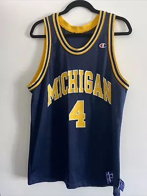 Vintage Champion MICHIGAN WOLVERINES Chris Webber #4 Jersey Size 44 Fab 5 Five • $69.99