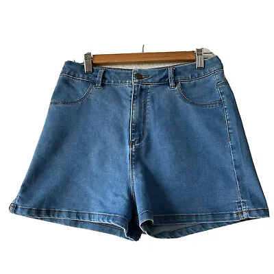 Supre Denim Blue Shorts Size 12 Pockets Zip Close Button Pockets Stretch • $5.79