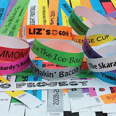 £4.99 • Buy PRINTED PARTY 19mm Tyvek Wristbands. Ideal For Parties, Festivals & Events