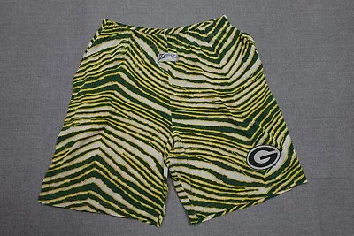 Vintage Green Bay Packers Shorts Mens Medium Green Zebra Stripe Lightweight • $15.98