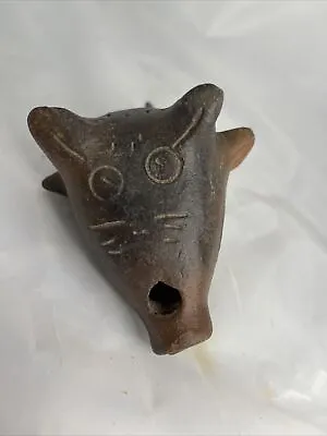 Vintage Folk Art Pottery Clay Ocarina Whistle Flute Multiple Faces Collectible • $19.90