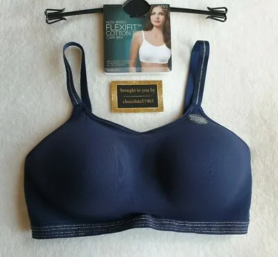 NEW M&S FLEXIFIT - COTTON RICH NON WIRED ALL DAY COMFORT CAMI BRA 40D In NAVY • £15.99