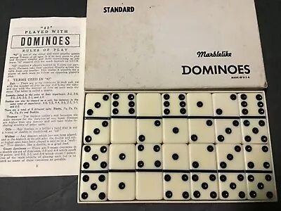 Puremco Manuf. Co. Standard Marblelike Dominoes No. 616  IN BOX • $18.95