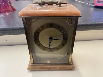 £19.99 • Buy Vintage Metamec Solid Brass Quartz Carriage Clock With Marble / Onyx Top / Botto