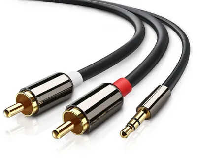 3m 3.5mm Jack To 2 X RCA Cable AUX Twin Phono Headphone Mini Stereo Audio Lead • £7.55