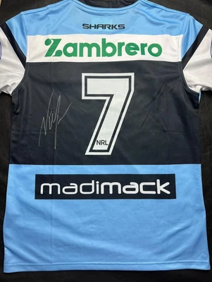 $350 • Buy Nicho Hynes Signed Cronulla Sharks  2023 Home Jersey NRL ** Photo Proof **