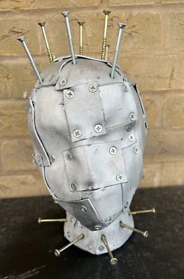 £24.99 • Buy Steampunk 12  Hat Display Jewelry Mannequin Head Apocalypse Silver Metal Effect