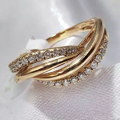 18k Yellow Gold Plated Women Rings Charm Cubic Zirconia Wedding Jewelry Sz 6-10 • £3.45