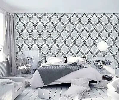 White Damask Peel And Stick Wallpaper Self Adhesive Contact Paper Home Decor • £7.91
